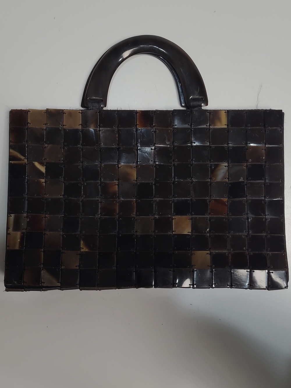 Vintage Y2K Accessorize London Genuine Buffalo Horn Mosaic Tile Box Bag